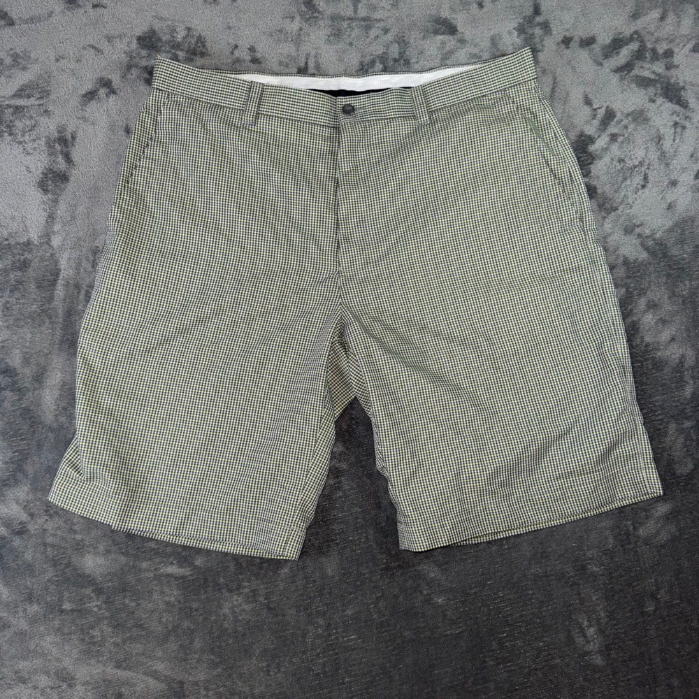 Mens 36 Callaway Golf Shorts Black Grey Lime Green‎ Excellent Houndstooth Check